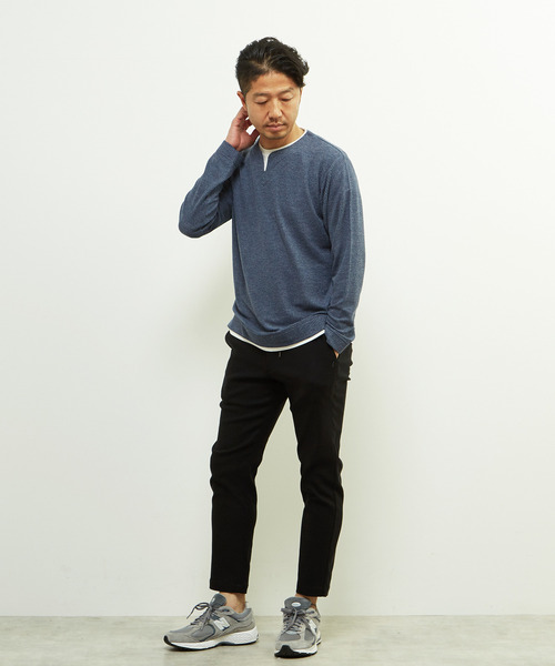 MEN'S MELROSE(メンズメルローズ)の「リンクスストライプフェイクレイヤードキーネックTシャツ(Tシャツ/カットソー・メンズ・ブラック/ライトグレー/ネイビー・3/2/4)」の20枚目の写真