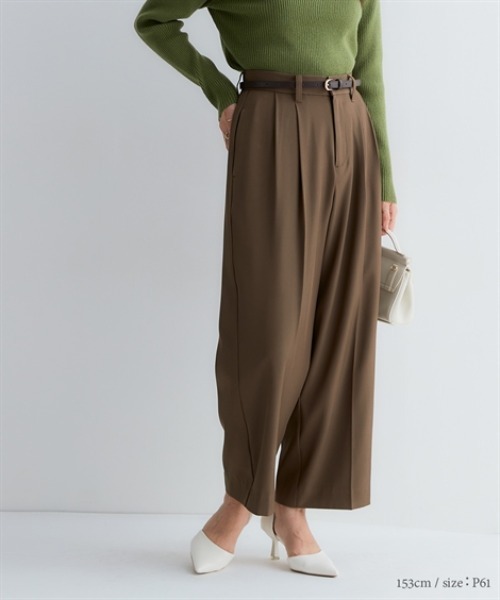 Petitjo（プッチージョ）の「小さいサイズ　きれいめワイドパンツ　低身長さん・小柄女性（その他パンツ・レディース・ブラウン/グレイッシュベージュ/カーキ/ネイビー・PSS/PS/PM/PL）」の10枚目の写真