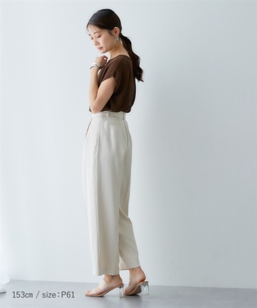 Petitjo（プッチージョ）の「小さいサイズ　きれいめワイドパンツ　低身長さん・小柄女性（その他パンツ・レディース・ブラウン/グレイッシュベージュ/カーキ/ネイビー・PSS/PS/PM/PL）」の17枚目の写真