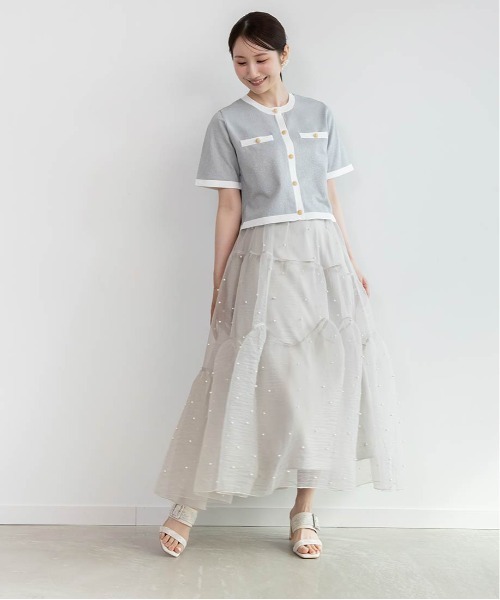 RANDA パールオーガンジーティアードスカート パールオーガンジー