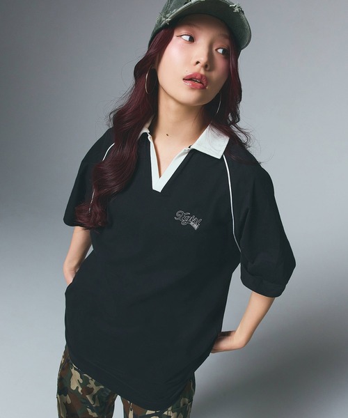 X-girl（エックスガール）の「OLD CURSIVE LOGO TEE DRESS（ワンピース・レディース・ブラック/ブラウン・S/M）」の2枚目の写真