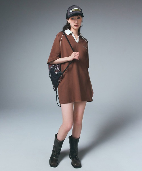 X-girl（エックスガール）の「OLD CURSIVE LOGO TEE DRESS（ワンピース・レディース・ブラック/ブラウン・S/M）」の12枚目の写真