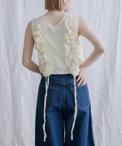 セール】2WAYフリルノースリーブトップス（ベスト）｜KBF