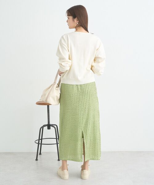 earth music&ecology（アースミュージックアンドエコロジー）の「UVカット加工クルーネックニットカーディガン（カーディガン/ボレロ・レディース・アイボリー/杢グレー/ブラック/サックスブルー/ピンク/ダークネイビー・FREE）」の15枚目の写真