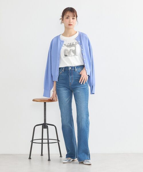 earth music&ecology（アースミュージックアンドエコロジー）の「UVカット加工クルーネックニットカーディガン（カーディガン/ボレロ・レディース・アイボリー/杢グレー/ブラック/サックスブルー/ピンク/ダークネイビー・FREE）」の19枚目の写真