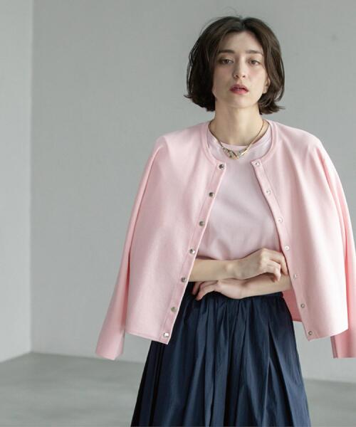 OPAQUE.CLIP（オペークドットクリップ）の「スナップボタンショートニットカーディガン【洗濯機洗い可】（カーディガン/ボレロ・レディース・ブラック/ベビーピンク/ライトグレー/ブルー系その他・38/40/42）」の12枚目の写真