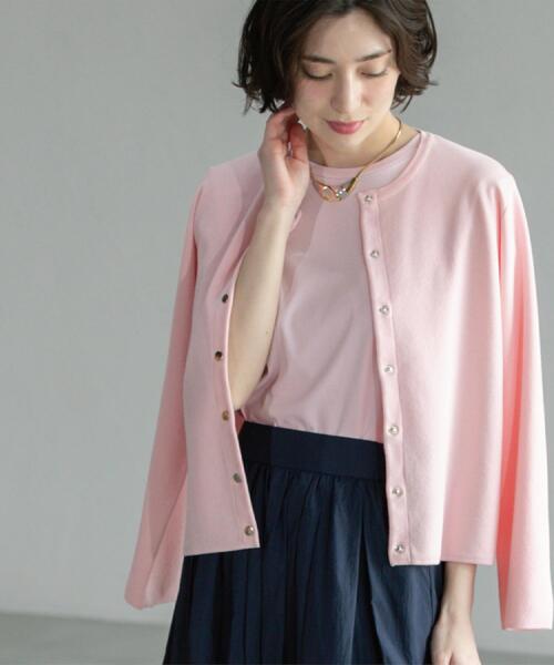 OPAQUE.CLIP（オペークドットクリップ）の「スナップボタンショートニットカーディガン【洗濯機洗い可】（カーディガン/ボレロ・レディース・ブラック/ベビーピンク/ライトグレー/ブルー系その他・38/40/42）」の13枚目の写真