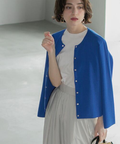 OPAQUE.CLIP（オペークドットクリップ）の「スナップボタンショートニットカーディガン【洗濯機洗い可】（カーディガン/ボレロ・レディース・ブラック/ベビーピンク/ライトグレー/ブルー系その他・38/40/42）」の16枚目の写真