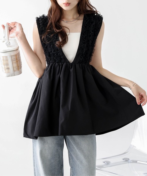 セール】バルーンペプラムベスト（Tシャツ/カットソー）｜AMELY