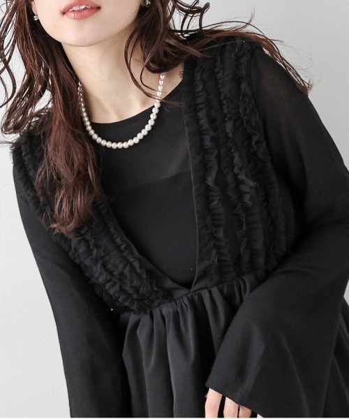 AMELY（エミリー）の「バルーンペプラムベスト（Tシャツ/カットソー・レディース・ベージュ系その他/ブラック・フリー）」の10枚目の写真