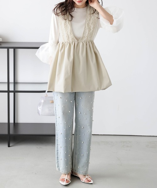 AMELY（エミリー）の「バルーンペプラムベスト（Tシャツ/カットソー・レディース・ベージュ系その他/ブラック・フリー）」の12枚目の写真