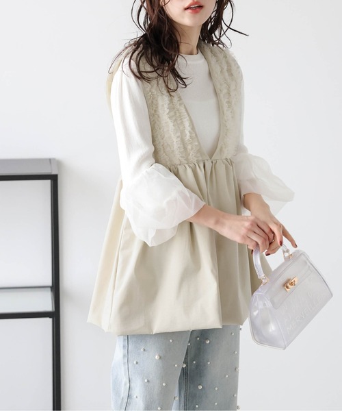 AMELY（エミリー）の「バルーンペプラムベスト（Tシャツ/カットソー・レディース・ベージュ系その他/ブラック・フリー）」の14枚目の写真