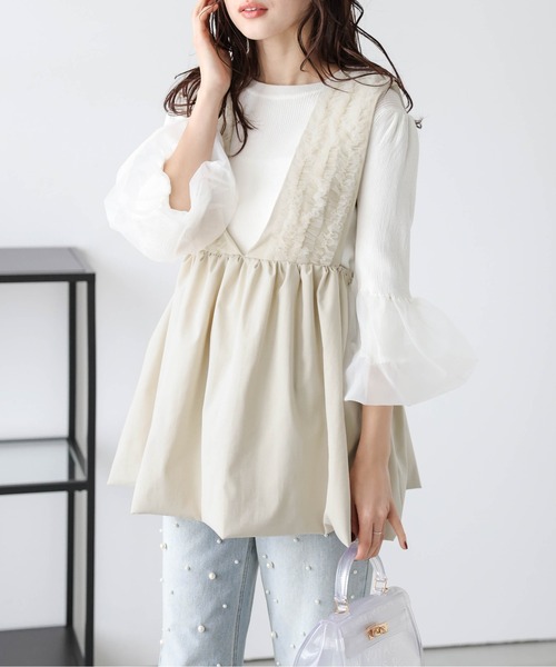 AMELY（エミリー）の「バルーンペプラムベスト（Tシャツ/カットソー・レディース・ベージュ系その他/ブラック・フリー）」の15枚目の写真