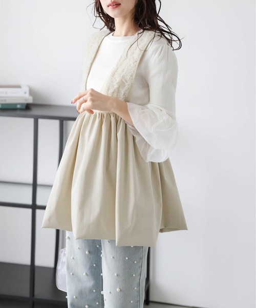 AMELY（エミリー）の「バルーンペプラムベスト（Tシャツ/カットソー・レディース・ベージュ系その他/ブラック・フリー）」の18枚目の写真