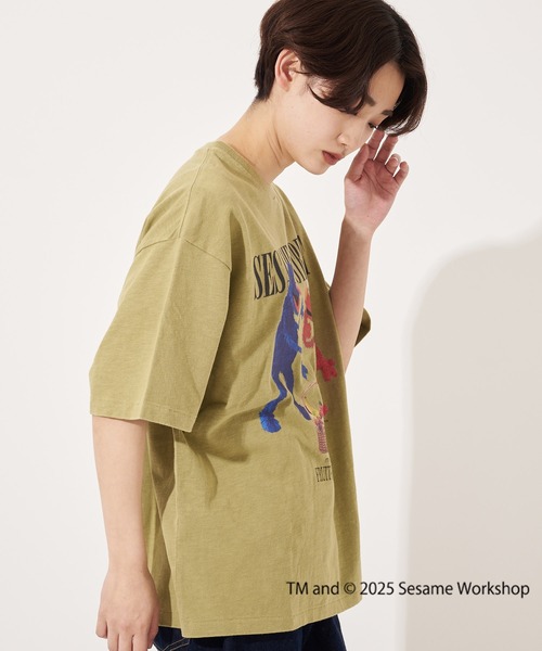 FRUIT OF THE LOOM(フルーツオブザルーム)の「SESAME STREET×FTL Photo T-Shirt A / コラボ / セサミストリート / 半袖 / 前面 / キャラクター / イラスト / プリント / ワンポイント / ロゴ / ユニセックス(Tシャツ/カットソー・メンズ・チャコール/セージグリーン/オフホワイト・S/M/L)」の4枚目の写真