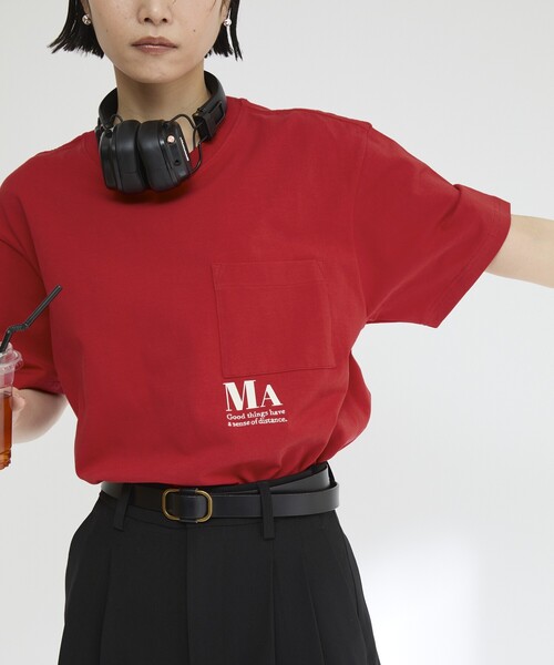 Firsthand（ファーストハンド）の「MA Firsthand/マ ファーストハンド コンセプトプリント ポケットTシャツ / リラックスフィット ショートスリーブ ワンポイントロゴプリントTシャツ（Tシャツ/カットソー・レディース・ネイビー/レッド/ブラウン/ホワイト/ブルー・FREE）」の5枚目の写真