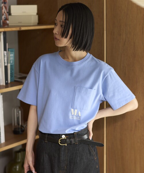 Firsthand（ファーストハンド）の「MA Firsthand/マ ファーストハンド コンセプトプリント ポケットTシャツ / リラックスフィット ショートスリーブ ワンポイントロゴプリントTシャツ（Tシャツ/カットソー・レディース・ネイビー/レッド/ブラウン/ホワイト/ブルー・FREE）」の4枚目の写真