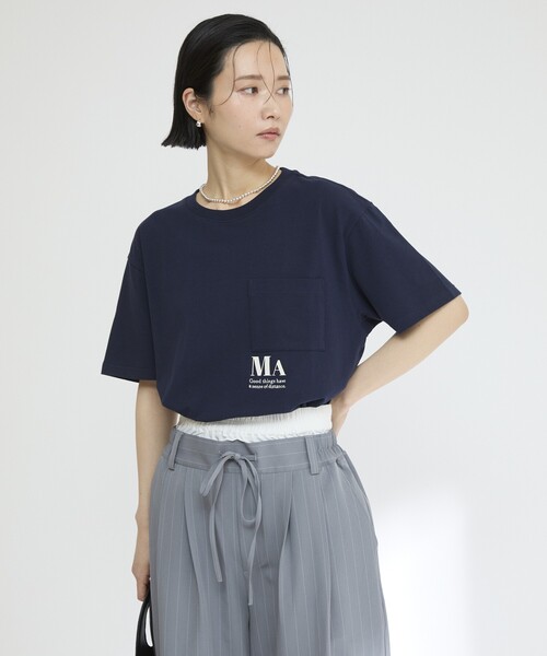Firsthand（ファーストハンド）の「MA Firsthand/マ ファーストハンド コンセプトプリント ポケットTシャツ / リラックスフィット ショートスリーブ ワンポイントロゴプリントTシャツ（Tシャツ/カットソー・レディース・ネイビー/レッド/ブラウン/ホワイト/ブルー・FREE）」の8枚目の写真