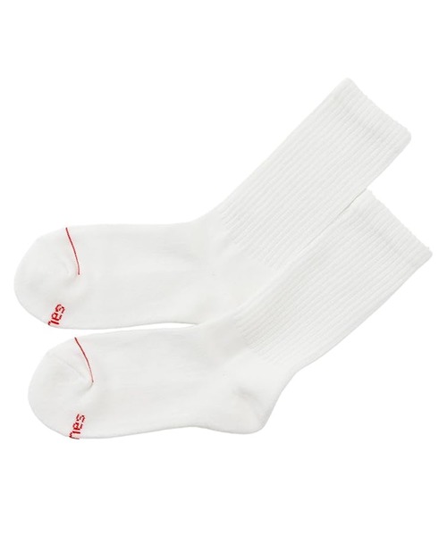 HANES(ヘインズ)の「HANES/ヘインズ ソックス 2足組 クルーソックス ハーフパイル HMSBB001(ソックス/靴下・メンズ・ホワイト/ブラック/マルチ・S/M)」の1枚目の写真
