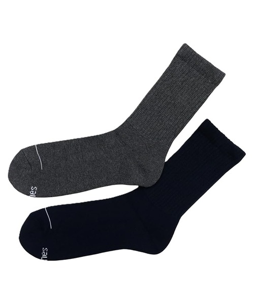 HANES(ヘインズ)の「HANES/ヘインズ ソックス 2足組 クルーソックス ハーフパイル HMSBB001(ソックス/靴下・メンズ・ホワイト/ブラック/マルチ・S/M)」の3枚目の写真