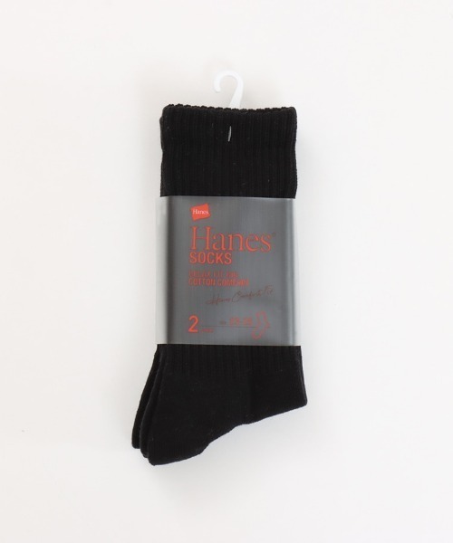 HANES(ヘインズ)の「HANES/ヘインズ ソックス 2足組 クルーソックス ハーフパイル HMSBB001(ソックス/靴下・メンズ・ホワイト/ブラック/マルチ・S/M)」の11枚目の写真