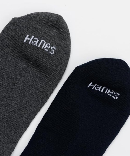HANES(ヘインズ)の「HANES/ヘインズ ソックス 2足組 クルーソックス ハーフパイル HMSBB001(ソックス/靴下・メンズ・ホワイト/ブラック/マルチ・S/M)」の19枚目の写真
