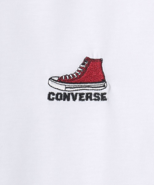 CONVERSE(コンバース)の「CONVERSE/コンバース オーバーサイズ DRY 吸水速乾 UVカット ワンポイントシューズ刺繍 半袖Tシャツ レディース メンズ(Tシャツ/カットソー・レディース・ベージュ/ホワイト/ブルー/ブラック・M/L/LL)」の11枚目の写真