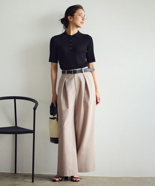 COMME CA ISM（コムサイズム）の「【ウォッシャブル】ポロニット（ニット/セーター・レディース・ネイビー/ブラック/グリーン・LARGE/MEDIUM）」の5枚目の写真