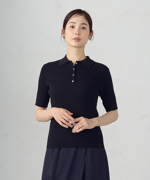 COMME CA ISM（コムサイズム）の「【ウォッシャブル】ポロニット（ニット/セーター・レディース・ネイビー/ブラック/グリーン・LARGE/MEDIUM）」の7枚目の写真