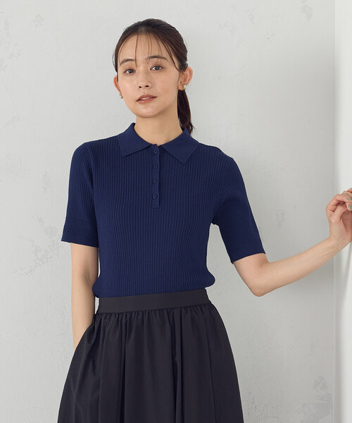 COMME CA ISM（コムサイズム）の「【ウォッシャブル】ポロニット（ニット/セーター・レディース・ネイビー/ブラック/グリーン・LARGE/MEDIUM）」の13枚目の写真