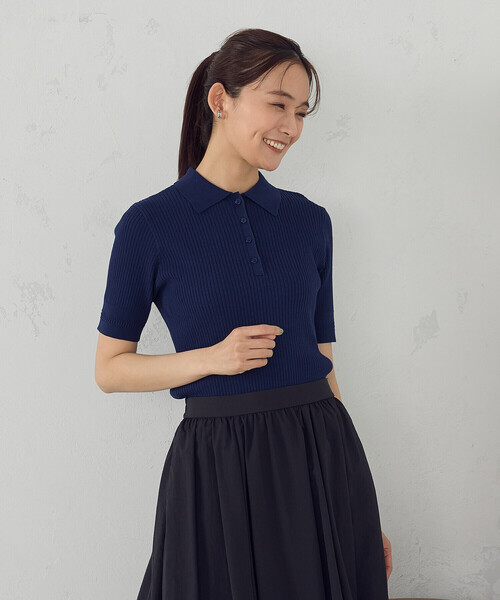 COMME CA ISM（コムサイズム）の「【ウォッシャブル】ポロニット（ニット/セーター・レディース・ネイビー/ブラック/グリーン・LARGE/MEDIUM）」の14枚目の写真