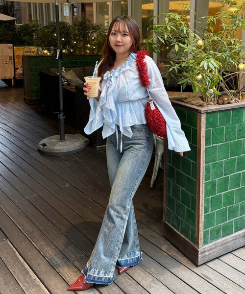 continuer de NICE CLAUP（コンティニューデナイスクラップ）の「【＠may_81oセレクト】美脚フレアデニムパンツ（デニムパンツ・レディース・インディゴブルー/その他・FREE）」の19枚目の写真