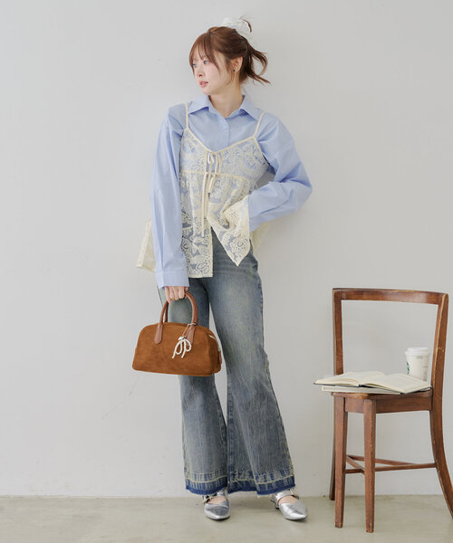 continuer de NICE CLAUP（コンティニューデナイスクラップ）の「【＠may_81oセレクト】美脚フレアデニムパンツ（デニムパンツ・レディース・インディゴブルー/その他・FREE）」の8枚目の写真