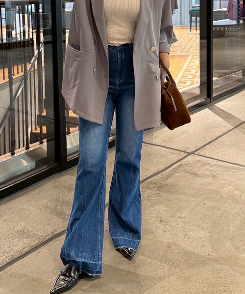 continuer de NICE CLAUP（コンティニューデナイスクラップ）の「【＠may_81oセレクト】美脚フレアデニムパンツ（デニムパンツ・レディース・インディゴブルー/その他・FREE）」の6枚目の写真