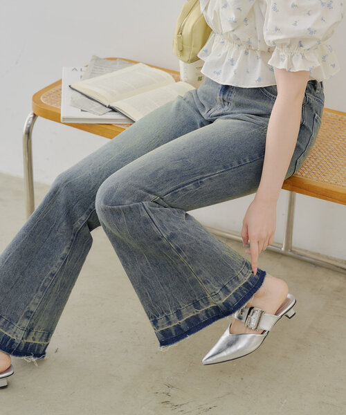 continuer de NICE CLAUP（コンティニューデナイスクラップ）の「【＠may_81oセレクト】美脚フレアデニムパンツ（デニムパンツ・レディース・インディゴブルー/その他・FREE）」の7枚目の写真