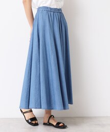 Dessin | 【ウエストゴム・洗える】綿麻デニムフレアースカート(スカート)
