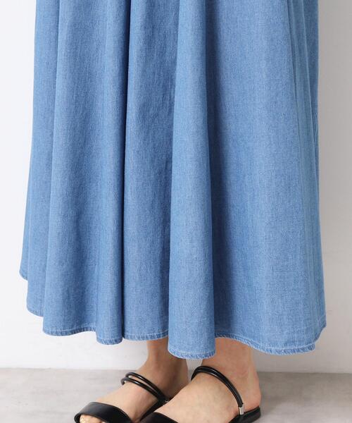 Dessin（デッサン）の「【ウエストゴム・洗える】綿麻デニムフレアースカート（スカート・レディース・ブルー/ネイビー/ライトブルー・03/02/01/00）」の20枚目の写真