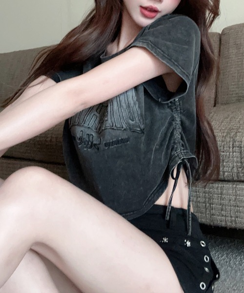 SpRay（スプレイ）の「【春夏新作】ピグメントシャーリング　Ｔシャツ（Tシャツ/カットソー・レディース・ブラック/グレー・FREE）」の6枚目の写真