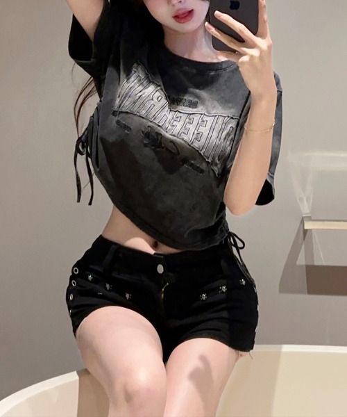 SpRay（スプレイ）の「【春夏新作】ピグメントシャーリング　Ｔシャツ（Tシャツ/カットソー・レディース・ブラック/グレー・FREE）」の8枚目の写真