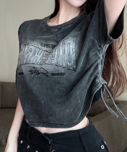 SpRay（スプレイ）の「【春夏新作】ピグメントシャーリング　Ｔシャツ（Tシャツ/カットソー・レディース・ブラック/グレー・FREE）」の4枚目の写真