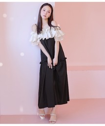 オフショルフリルワンピ