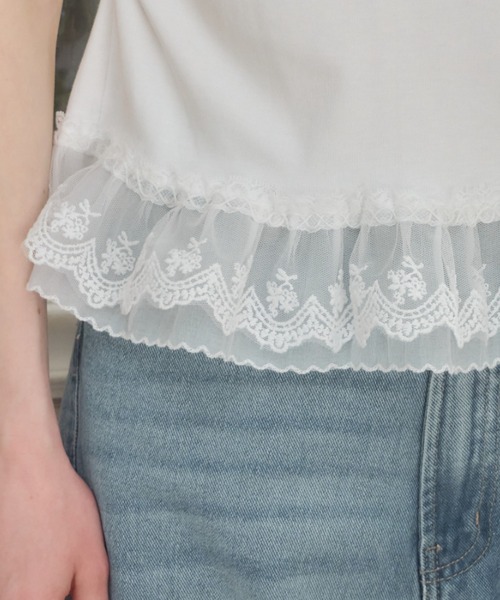 Birthday room(バースデイルーム)の「レイヤードフリルT/layered frill tshirt(Tシャツ/カットソー・レディース・ホワイト/グレー/ブラック・FREE)」の4枚目の写真