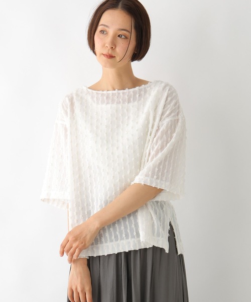 LEPSIM(レプシィム)の「フリンジカット5分袖プルオーバー 290954(Tシャツ/カットソー・レディース・ブラック/アイボリー・FREE)」の2枚目の写真