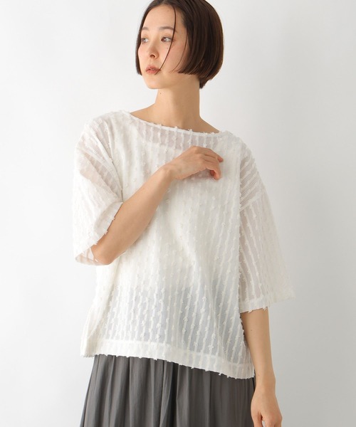 LEPSIM(レプシィム)の「フリンジカット5分袖プルオーバー 290954(Tシャツ/カットソー・レディース・ブラック/アイボリー・FREE)」の4枚目の写真