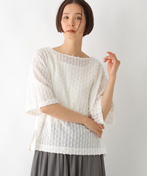 LEPSIM(レプシィム)の「フリンジカット5分袖プルオーバー 290954(Tシャツ/カットソー・レディース・ブラック/アイボリー・FREE)」の5枚目の写真