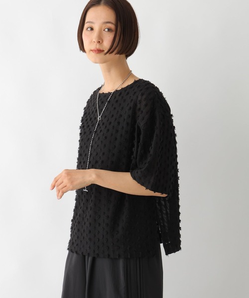 LEPSIM(レプシィム)の「フリンジカット5分袖プルオーバー 290954(Tシャツ/カットソー・レディース・ブラック/アイボリー・FREE)」の12枚目の写真