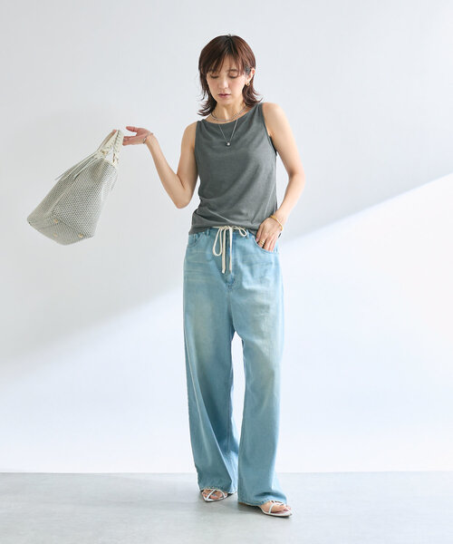 RIVE DROITE（リヴドロワ）の「【MONN.:.(モン)】MONN/ボートネックタンク（タンクトップ・レディース・ブラック/チャコールグレー/オフホワイト・FREE）」の13枚目の写真