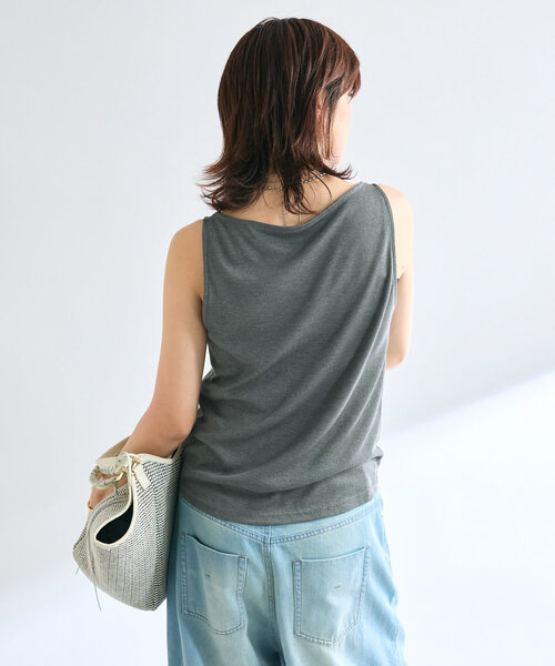 RIVE DROITE（リヴドロワ）の「【MONN.:.(モン)】MONN/ボートネックタンク（タンクトップ・レディース・ブラック/チャコールグレー/オフホワイト・FREE）」の18枚目の写真