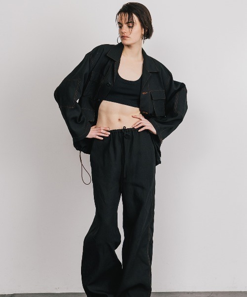 CREDONA（クレドナ）の「TENCEL BDU JACKET/テンセルジャケット（ミリタリージャケット・レディース・ブラック/アイボリー・FREE）」の4枚目の写真