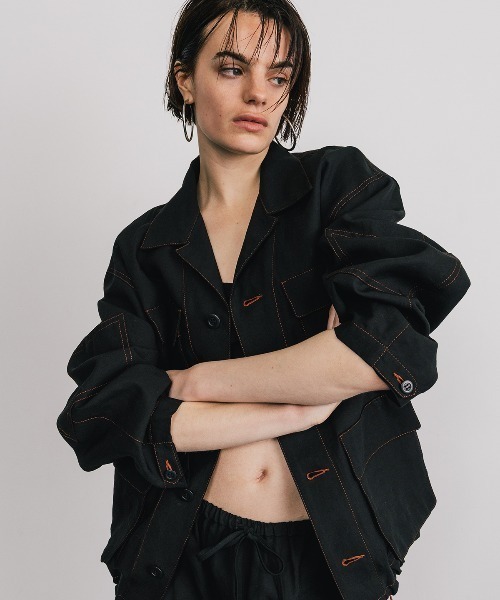 CREDONA（クレドナ）の「TENCEL BDU JACKET/テンセルジャケット（ミリタリージャケット・レディース・ブラック/アイボリー・FREE）」の5枚目の写真